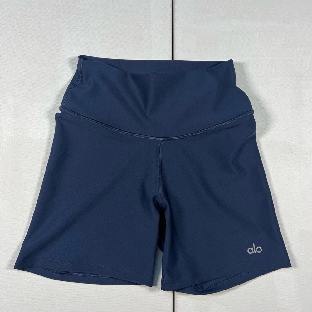 ALO Yoga Navy Blue High-Waist Bike Shorts